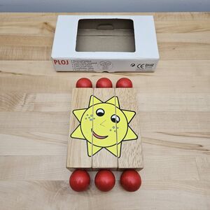RARE Vintage IKEA PLOJ Wooden Puzzle Toy Multi-Color 472.132.95 Solid Wood Sun